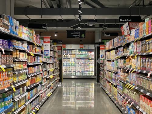Products on a retail shelf